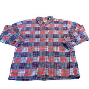 Vintage Chance Encounters Patchwork Boho Retro Button Up Long Sleeve Shirt Top